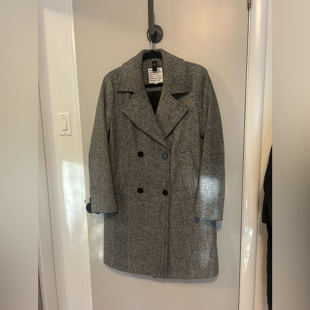 Women's Gray Herringbone Coat